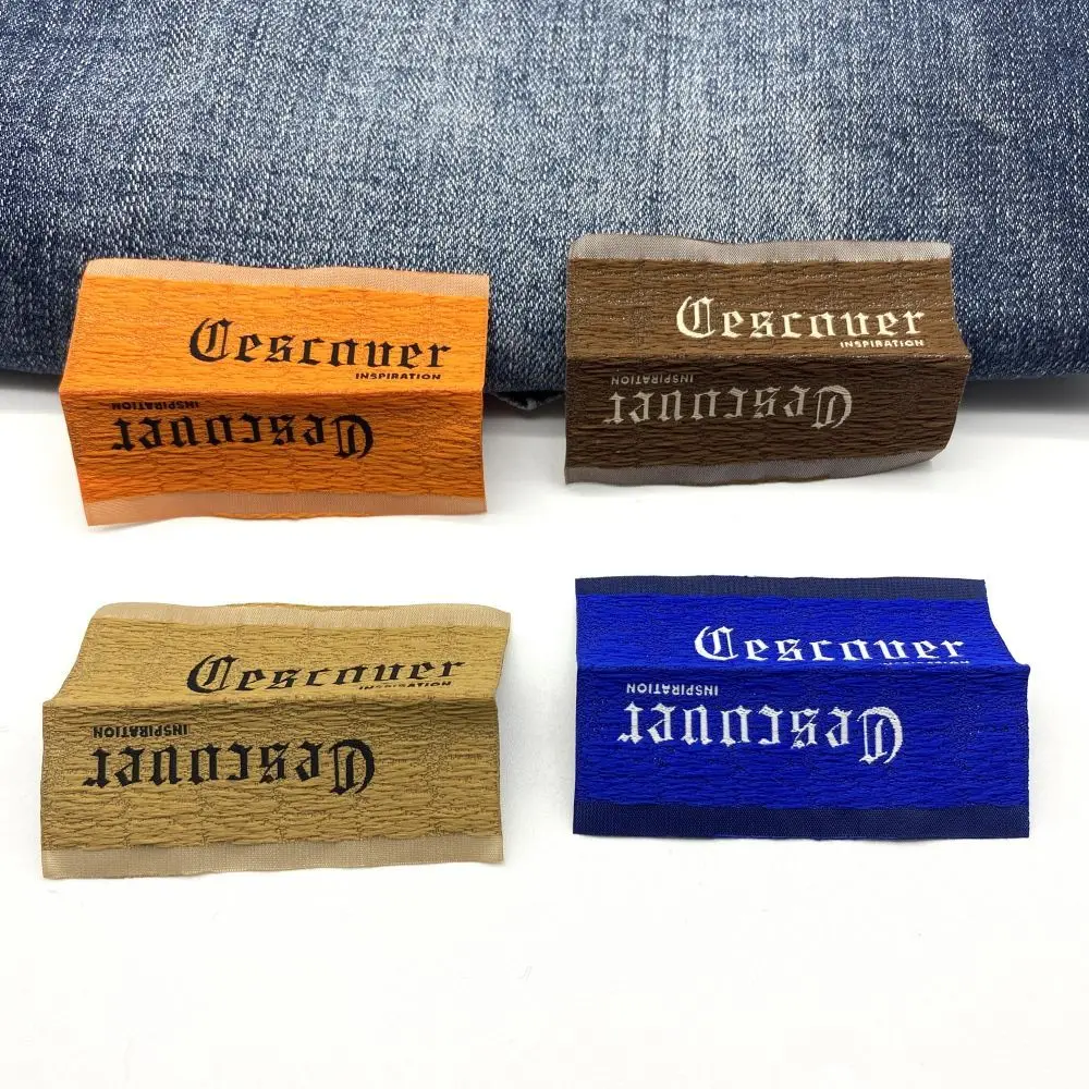 Custom Sew On Logo Folded Damask Woven Labels Tag Damask Neck Label for Clothing