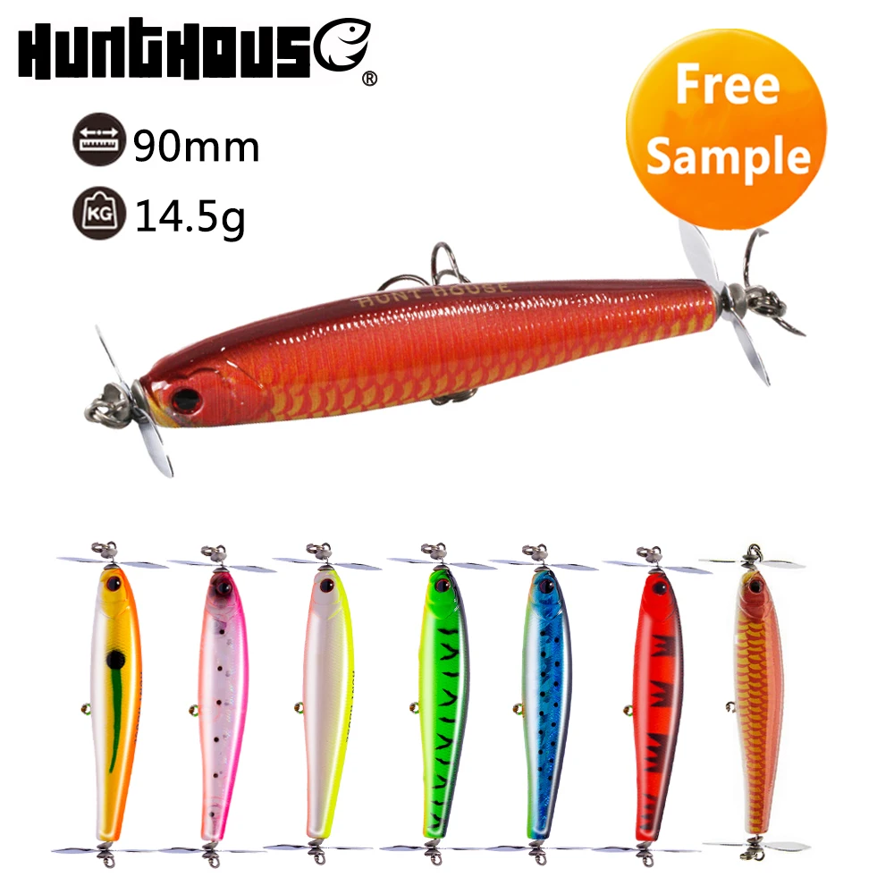 hunthouse 3D eyes artificial fishing lure japan floating propeller lure  pencil baits