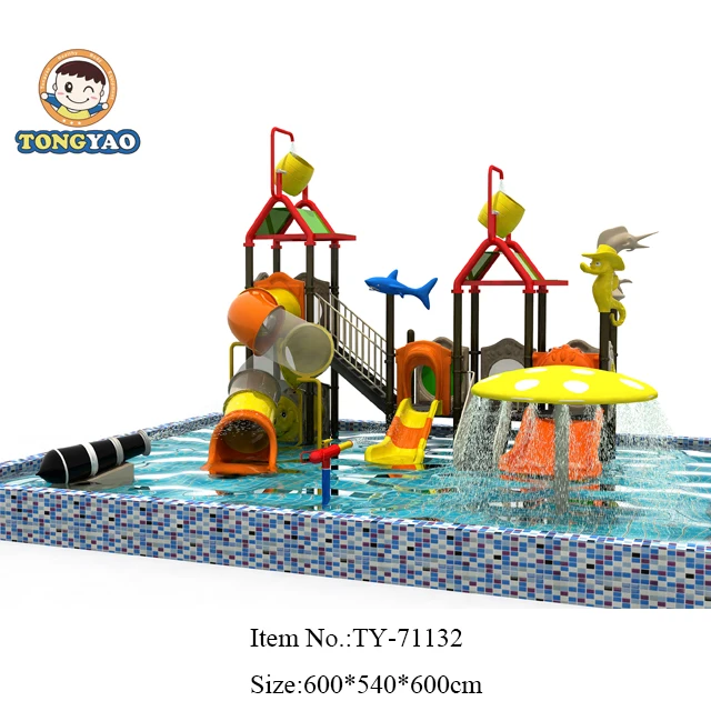 Kids Indoor Playground Aquapark Equipment Fiberglass Slip and Slide Steel and Metal Toy Games for Residential & Swimming Pools