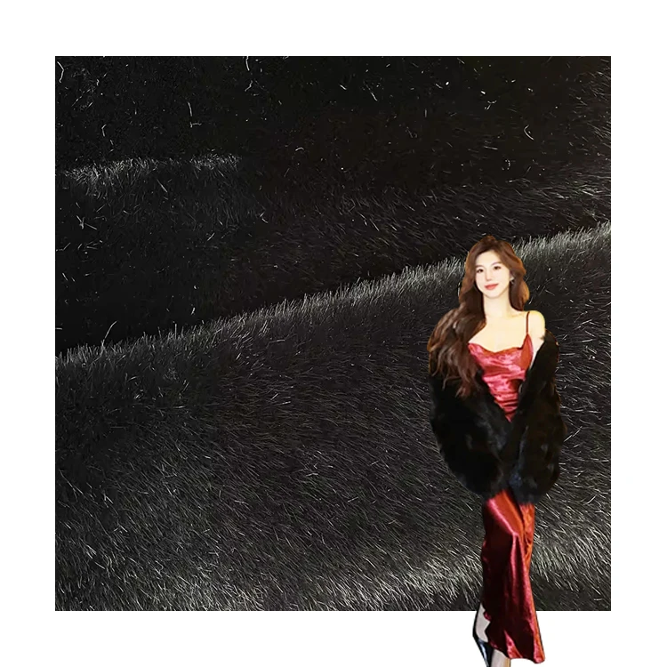 100% Polyester Faux Fur Fabric Pu Bonded Synthetic Artificial Elegant Faux Fur Fabric For Winter Coat Scarf Ponchos Hood