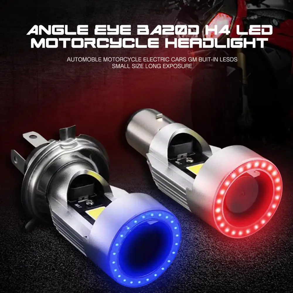 1Pc Angel eye 30W H4 LED Motorcycle Headlight Ba20d HS1 H6 Scooter Motorbike Headlamp Light Bulb DRL Accessories 12V-80V