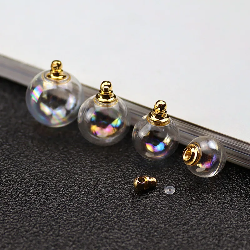 Custom Glass Bottle Glowing In the Dark necklace Diy jewelry charm openable 12mm 16mm crystal glass ball pendant