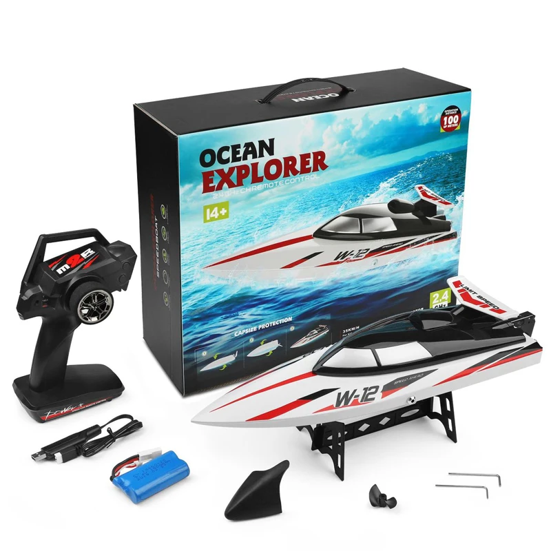 
WLToys WL912-A 35KMH High Speed 2.4G Remote Control Boat Anti-turnover with Water Cooling RC Speedboat 