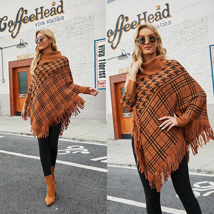 New Women Ladies Tassel Cape Coat Fringe Poncho Oblique Coat Shawl Scarf
