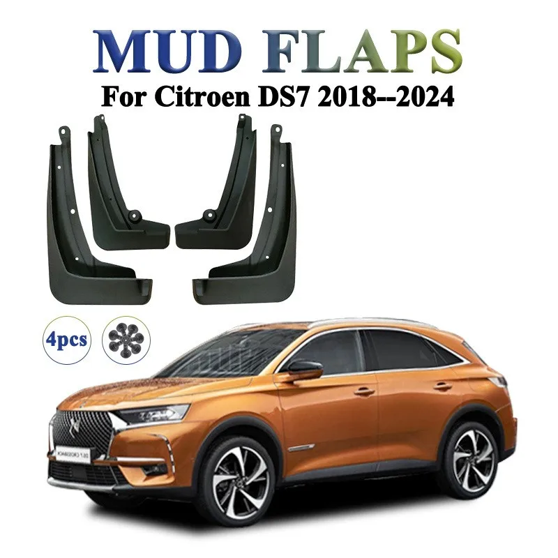 Suitable for Citroen DS7 2018-2024 Car Accessories Fender Flares Mudguards Mud Flaps Guard PP Material Mudguard