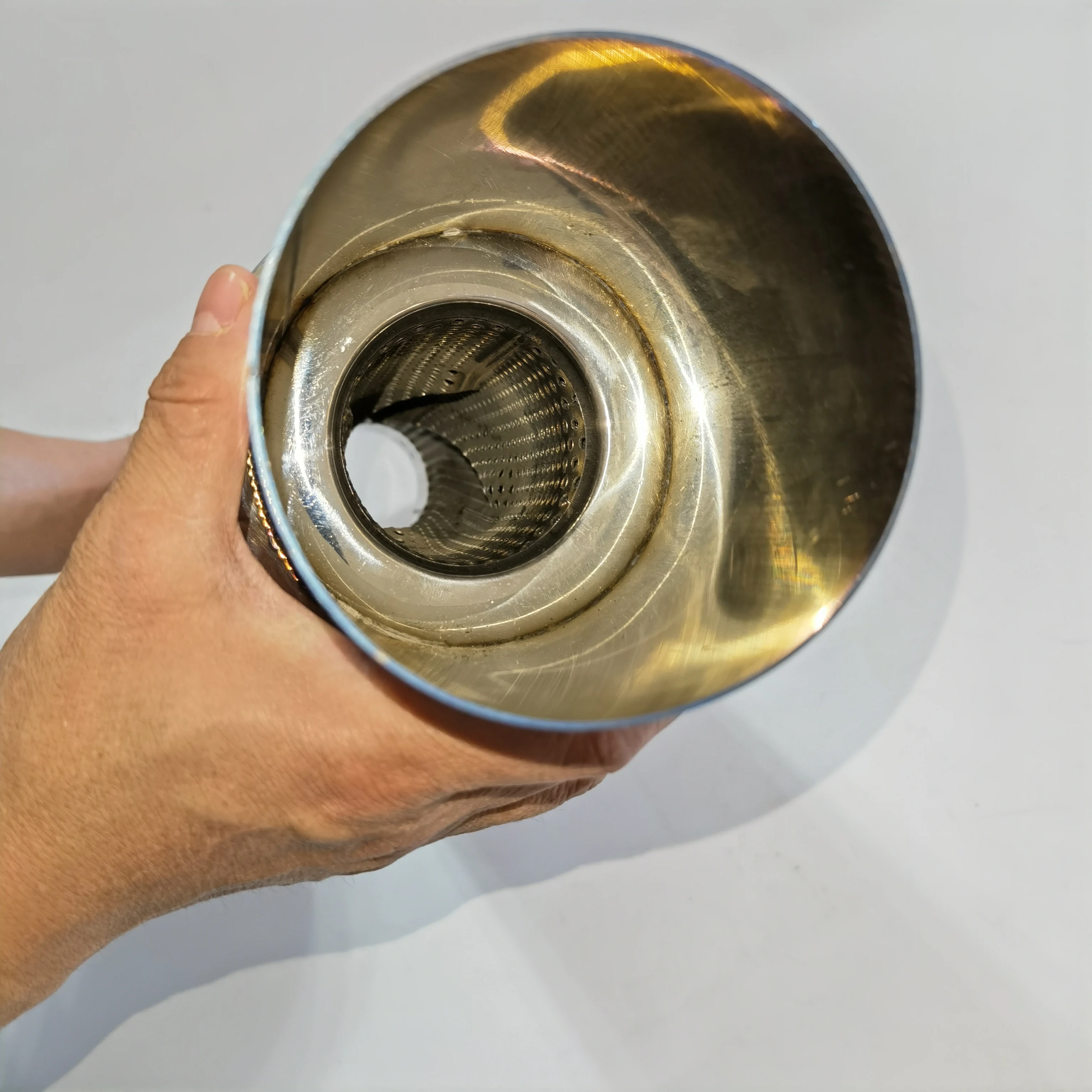 Car modification stainless steel scroll blue plated 4 inches car muffler for sports sound exhaust muffler car