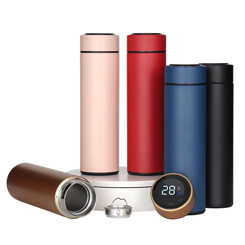 Customized logo 17oz smart water bottle stainless steel thermo bottle portable sealed led digital display water bottle