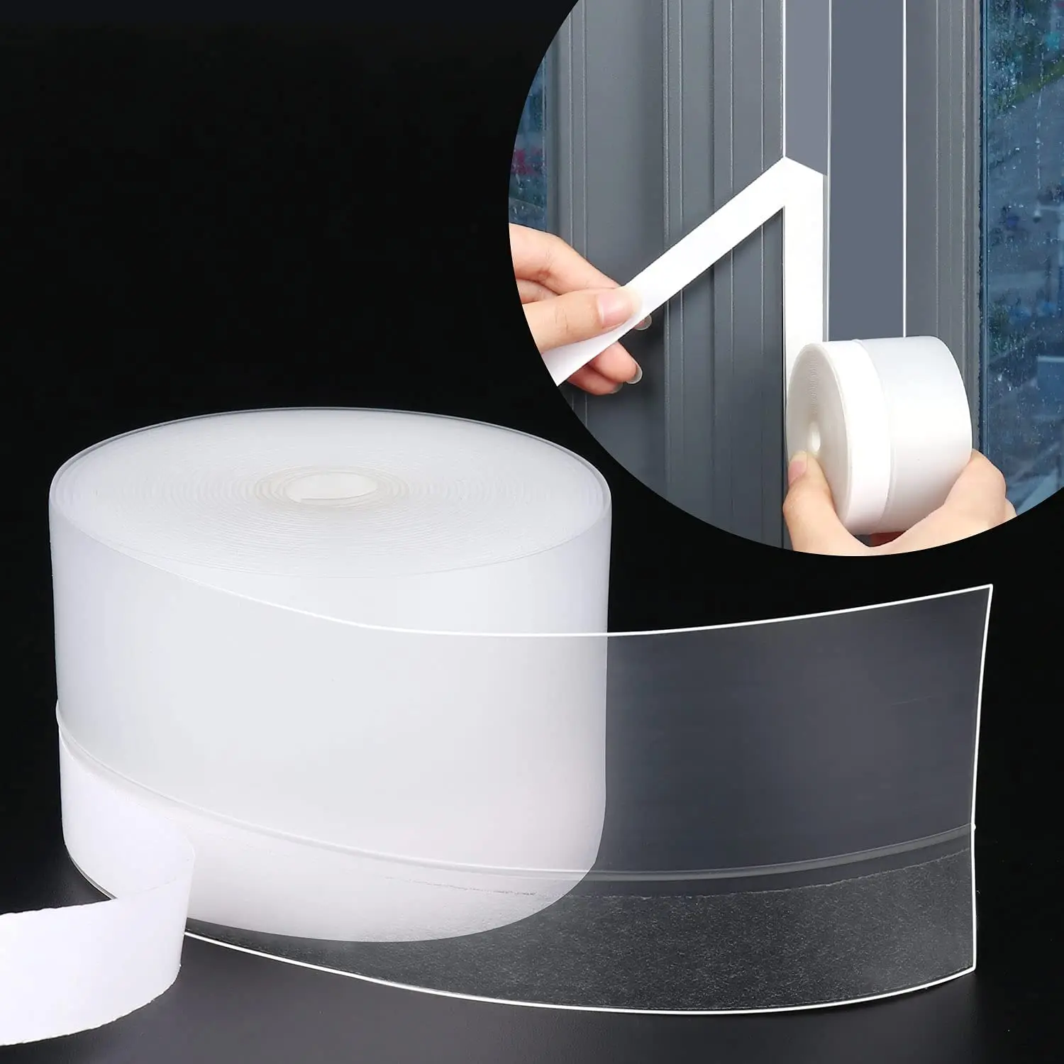 16 Feet Translucence 35mm Silicone Adhesive Weather Stripping Door Draft Stopper Seal Strip for Door & Window