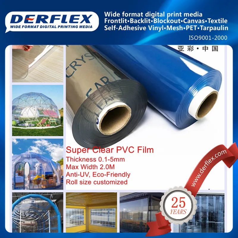 Clear Flexible PVC Film Super Clear Shrink Film For Zippers Bag Tent Tablecloth High Transparent Fabric
