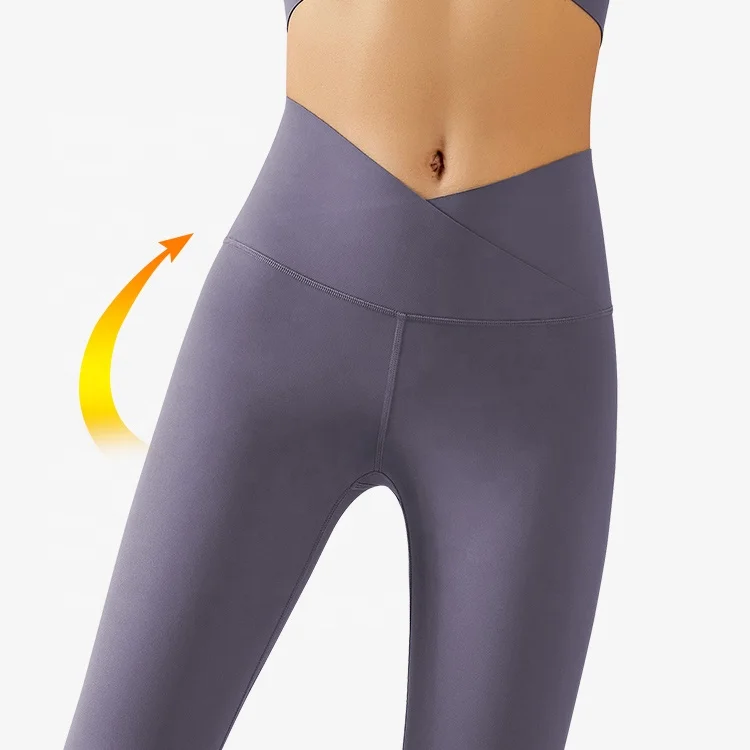 Custom Fitness Comfortable Support Soft Seamless Silk Non-see Through V Cut Shape Yoga Leggings Pants for Women Girls