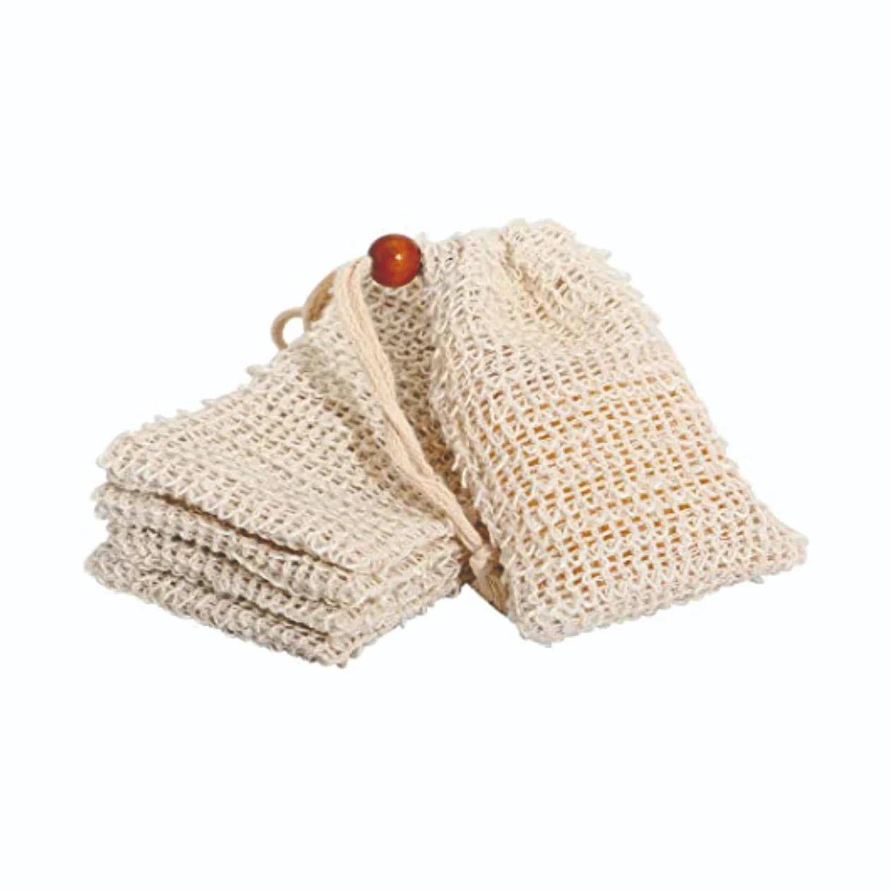 Soap Saver Bag Natural  Exfoliating Pouch for Foaming and Drying  Bars Shower  (13.5 x 9 cm, Beige)