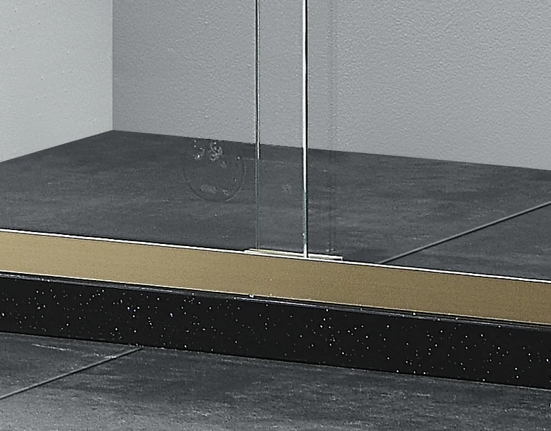 Champagne golden stainless steel safe tempered glass double sliding bath shower door with buffer