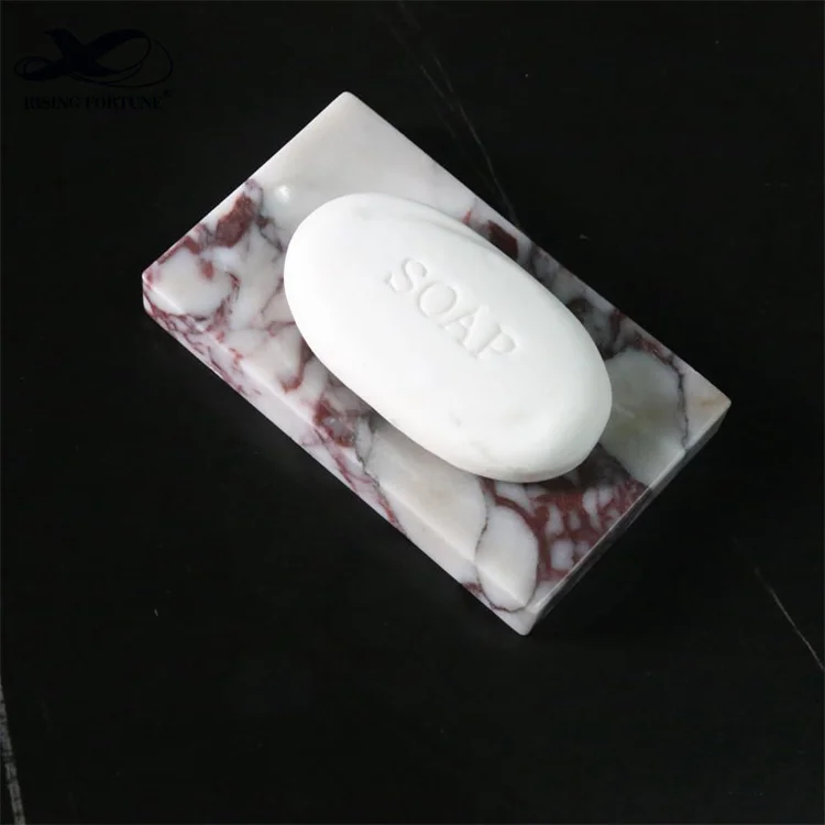 Wholesale Popular Square Marble Soap Dish Holder Luxury Calacatta Viola Marble Stone Soap Dish Bathroom Accessory for Hotel