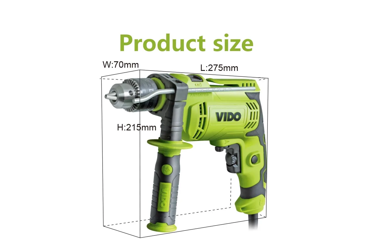 VIDO cheap cost 230v 13mm variable speed switch electric impact drill
