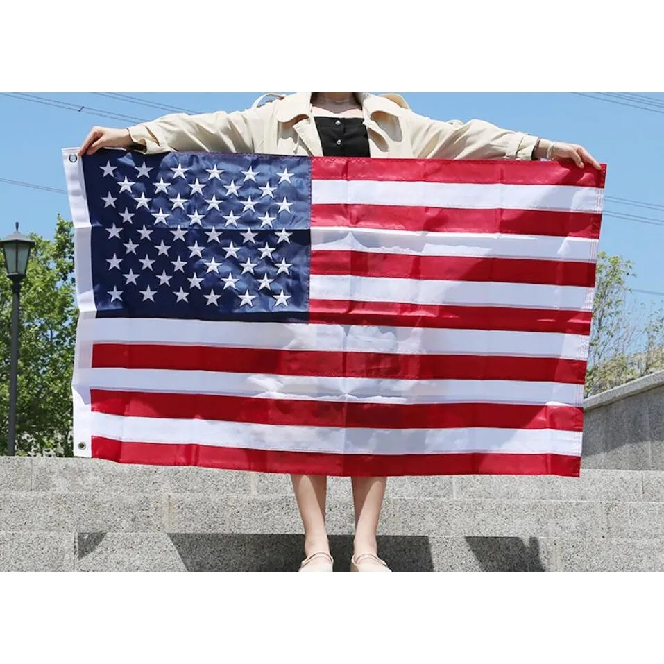 Высококачественные Вышитые флаги США, быстрая доставка, благородные Вышитые флаги США