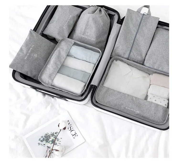 Eco friendly RPET smart packing cubes and bags 7pcs travel compression luggage cubes