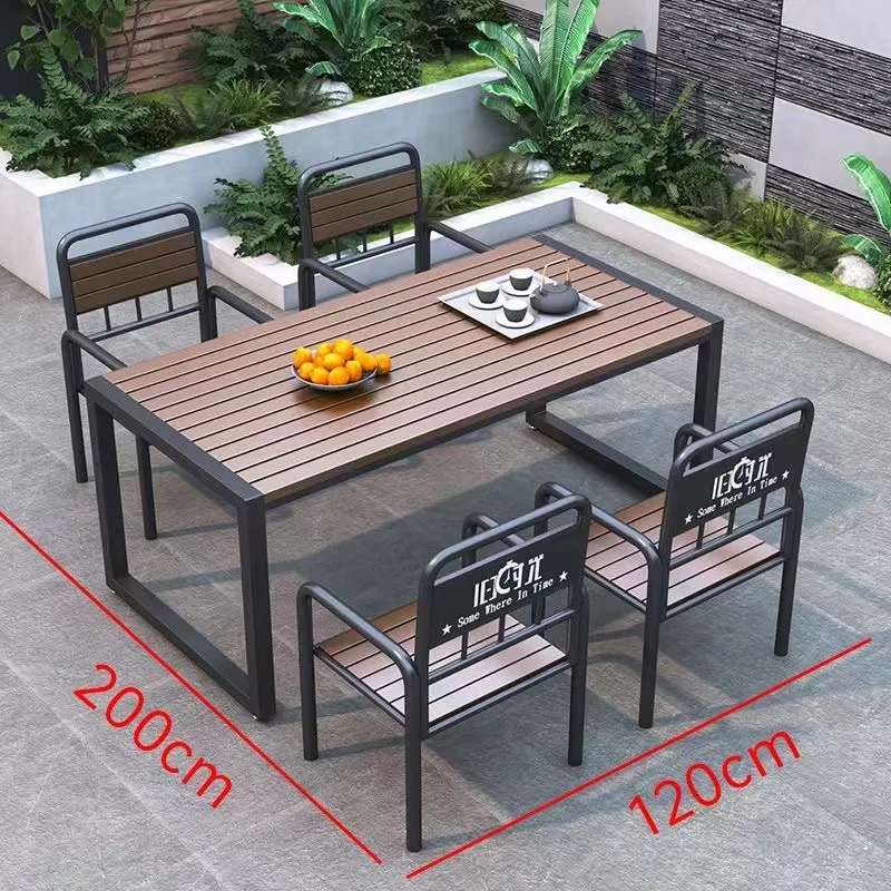Modern Outside Patio Furniture Dining Table Set 4 Chairs Outdoor Tables and Chairs Manufacturer Garden Set for House Metal