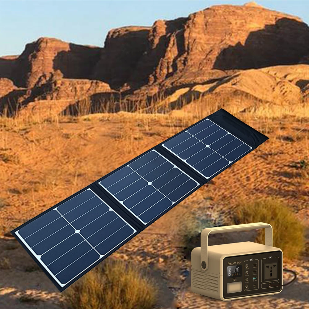 200W Portable Power Station  with 60W Folding Solar Panel Foldable Solar Panel Kit or Camping Solar Charging generator System