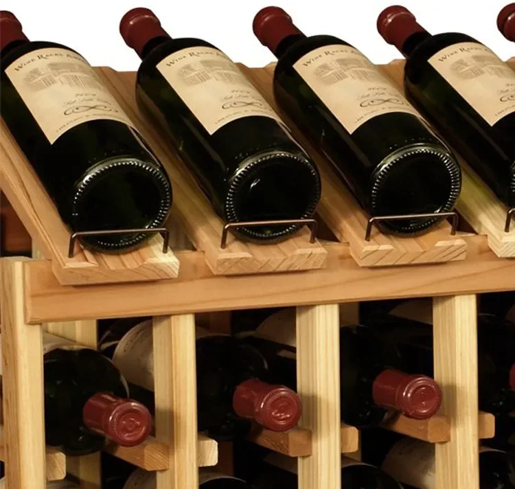 100 Bottle Solid Wood Wine display rack commercial Supermarket Wood Racks