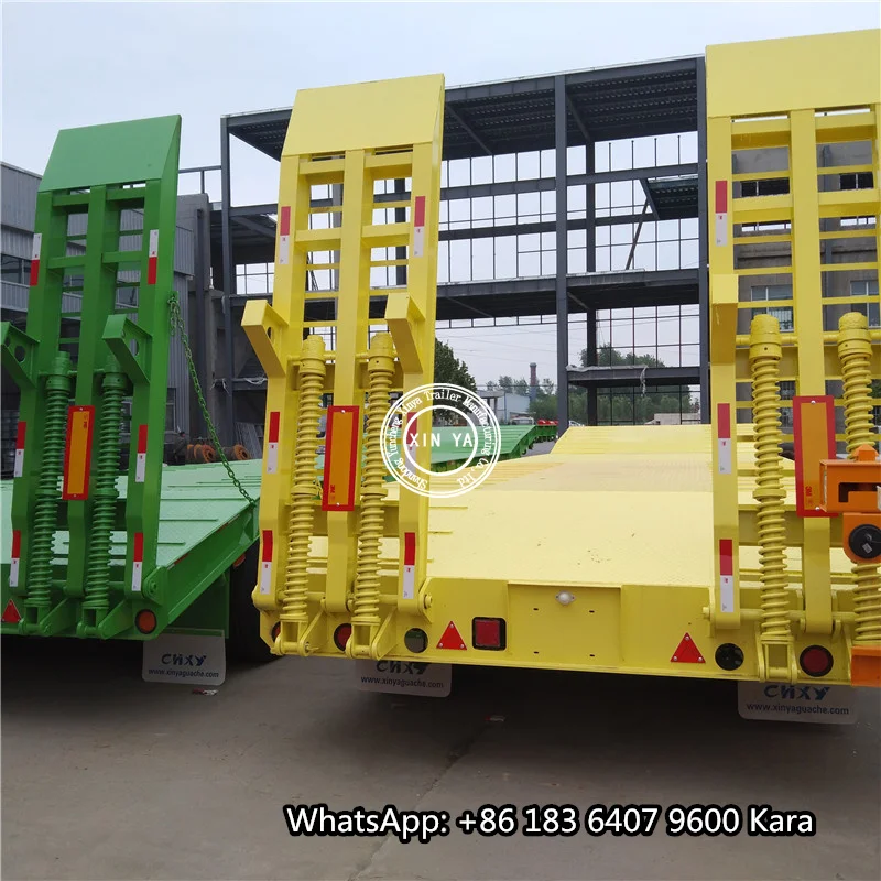 Tri Axle 80ton Heavy Duty Detachable Gooseneck Low Loader/Lowbed/ Lowboy/Drop Deck Extendable Low Bed Truck Tractor Semi Trailer