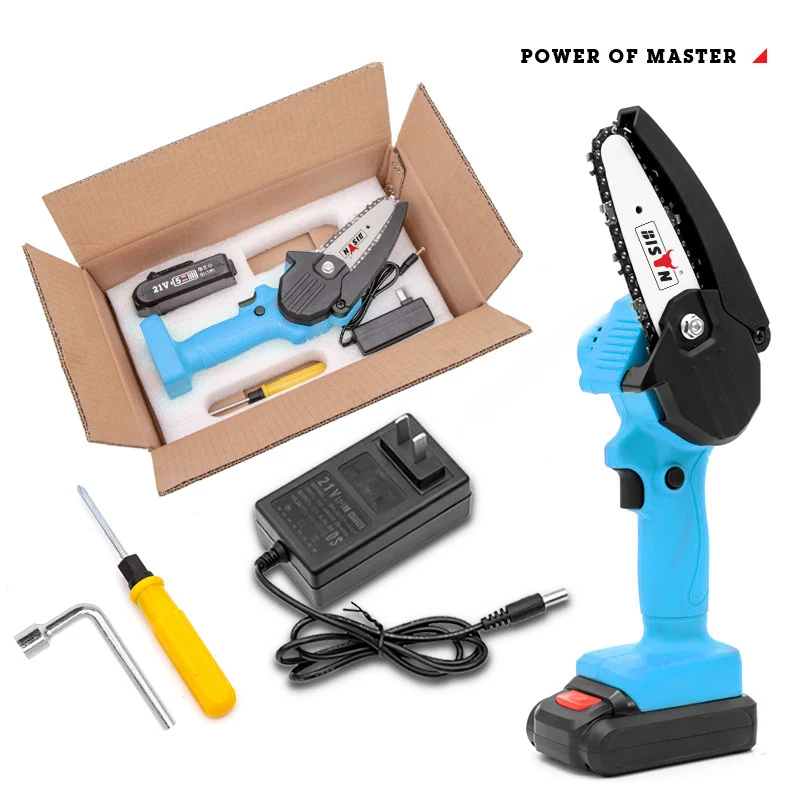 Factory 4 Inch 2 Rechargeable Lithium Battery Wood Cutter Chain Saw Brushless Mini Cordless Chainsaw