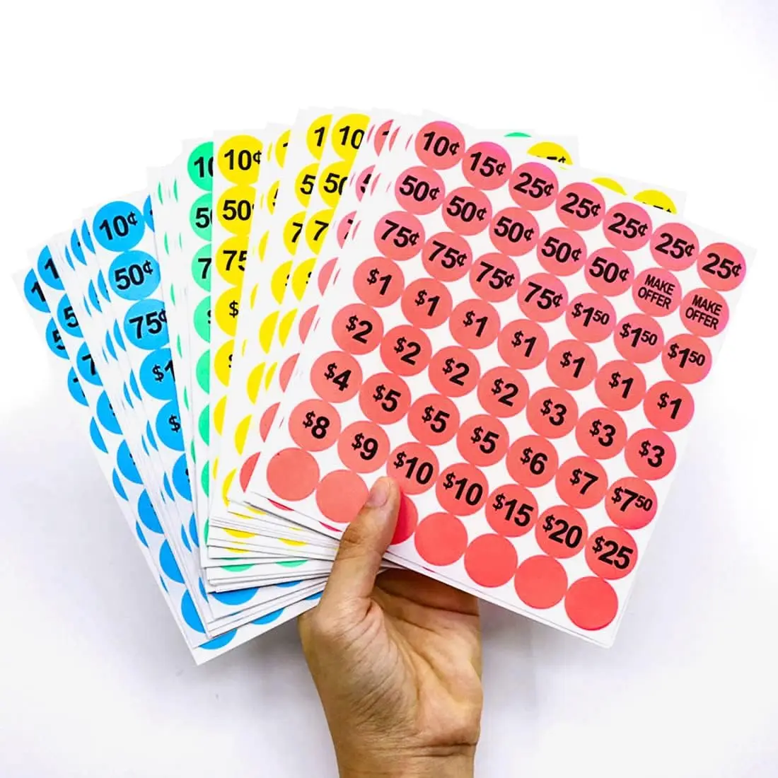 Pre-Priced Garage Sale Stickers Flea Market Pre-Priced Pricing Sticker Colored Preprinted Dollar Pricing Labels