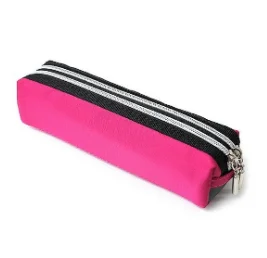 2 Double Zipper Color Pencil Case nylon blue pencil bag no lining school pencil case