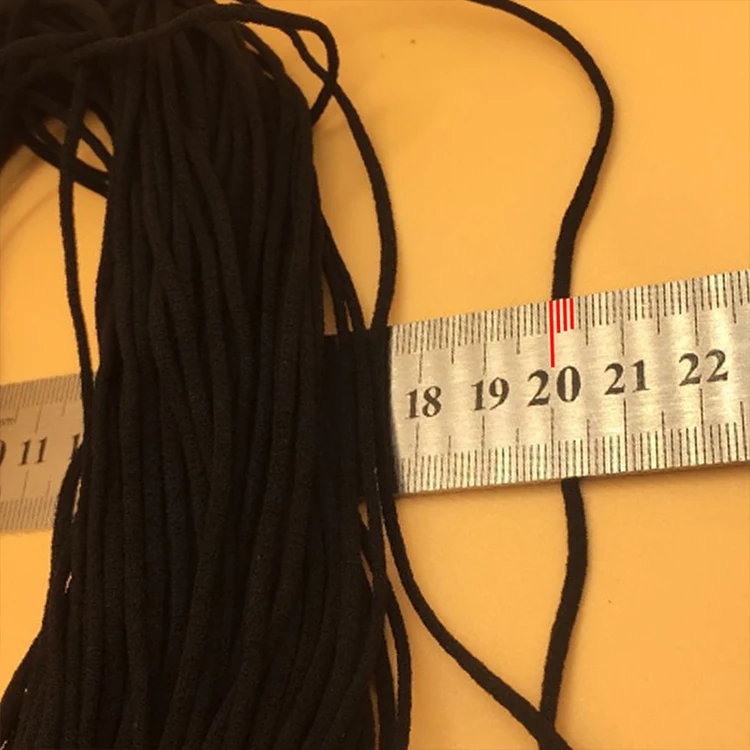 
2.5mm round tubular elastic black color in stock item face-mask ear loop band spandex cord 