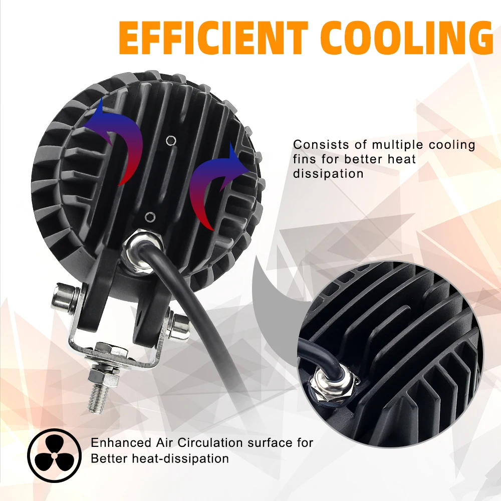 4x4 Accessories Spot Auxiliary 50W Offroad Truck Bumper High Low Beam White Yellow Lighting 4 inch Round Car Led Driving Light