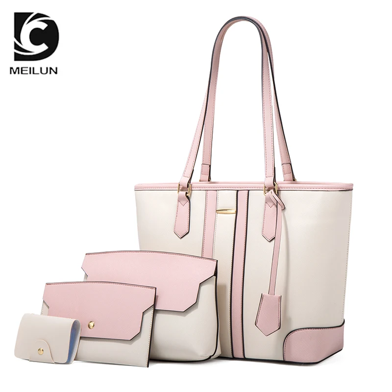 Fashion Large Designer lady tote hand bag Leisure handbags set bag pu leather cheaper tote bag for women