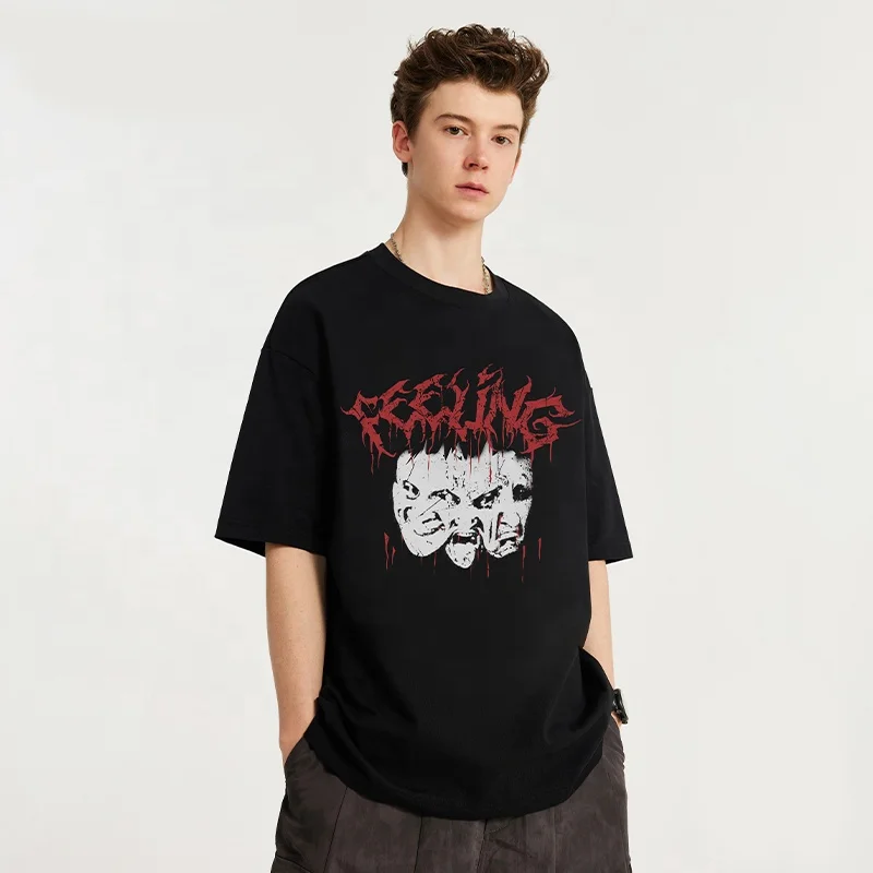 INFLATION Feeling Gothic Letter Printing oversized tshirt unisex streetwear manufacturer custom mens t shirt man clothes graphic