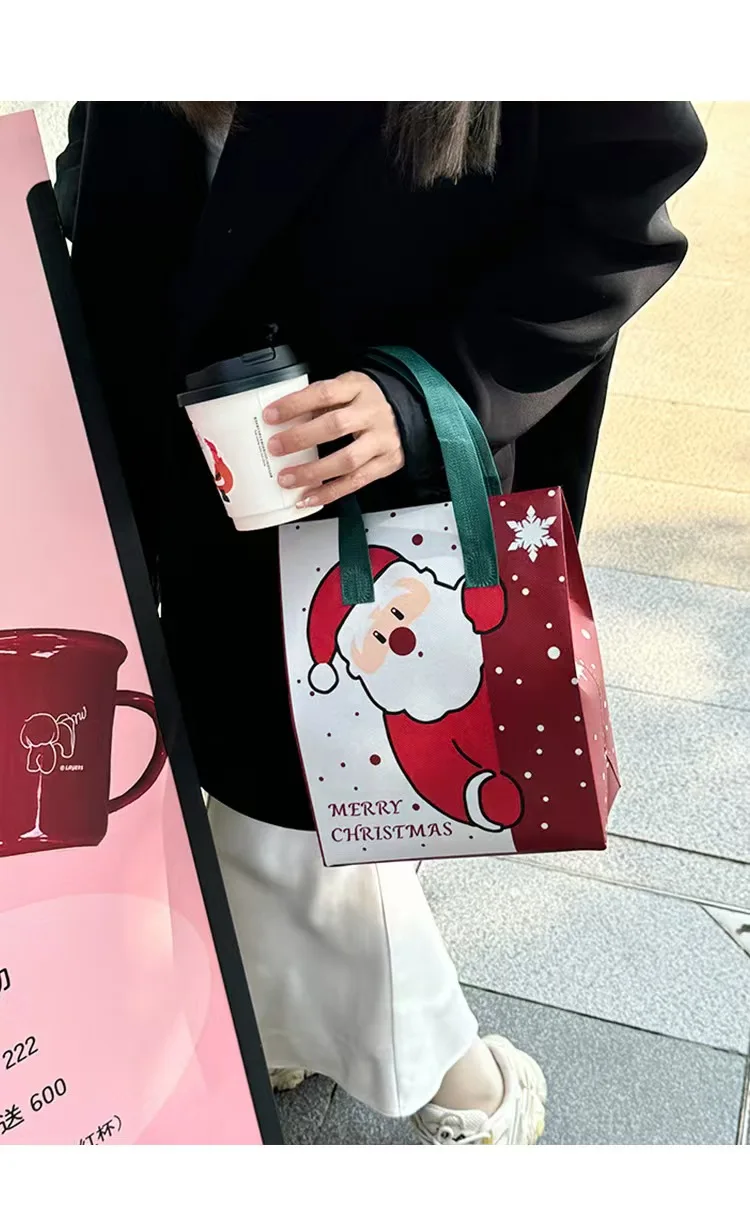 Christmas gift bag Christmas Eve portable milk tea cake takeaway packaging  bag customized thermal bag