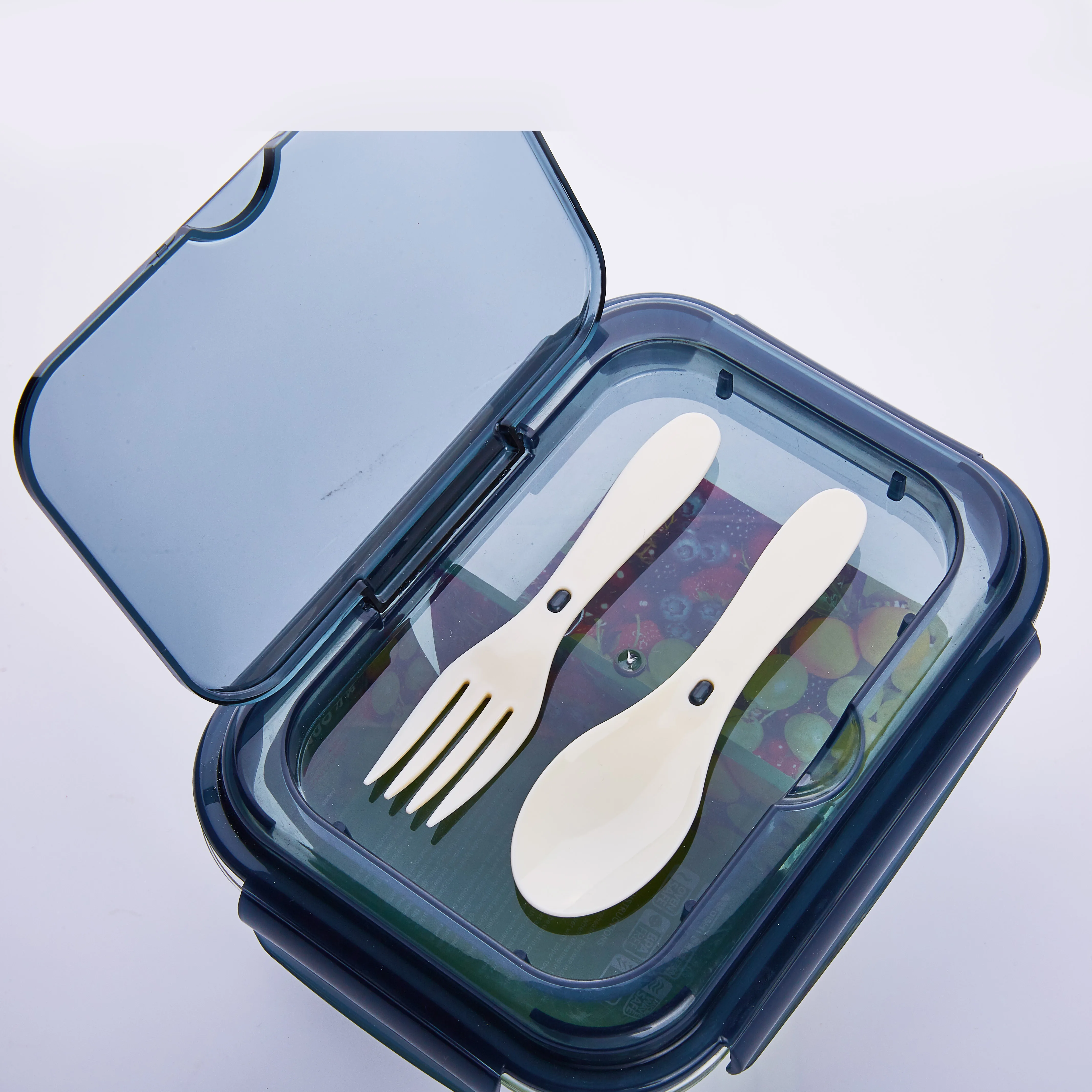 Водонепроницаемый контейнер для хранения пищевых продуктов из боросиликатного стекла с ножом и вилкой