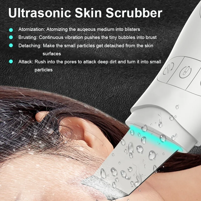 Multifunctional Beauty personal care machine heated ems ultrasonic peeling face cleaning spatula facial skin scrubber