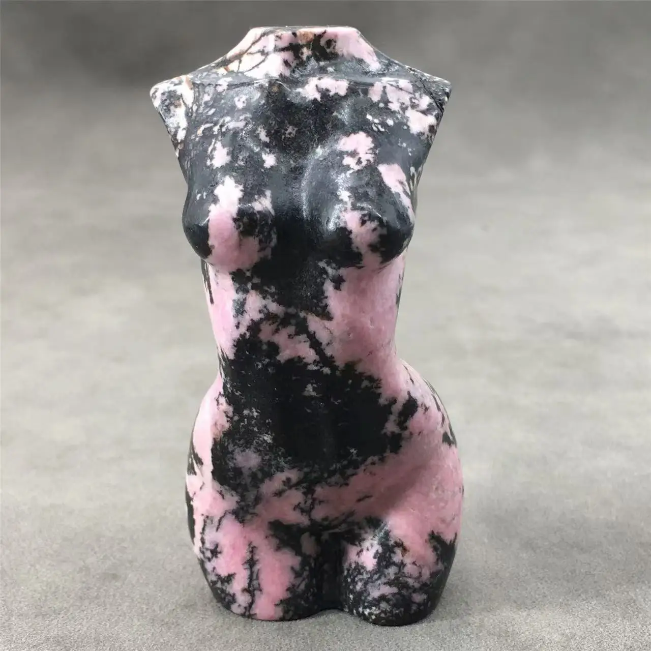 Natural crystal crafts female Mannequin torso hand carving amethyst rose quartz stone nude model women body