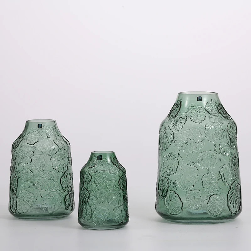 Great Colored Tall Long Neck Round Belly Blue Bubble wholesale handmade Glass Vase