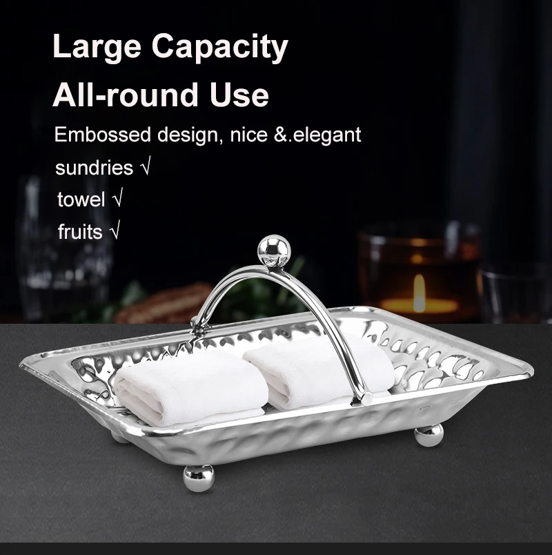 Nordic Decoration Kitchen Dinning Metal Hanging Mirror Polished Square Stainless Steel Serving Tray Fruit Tray