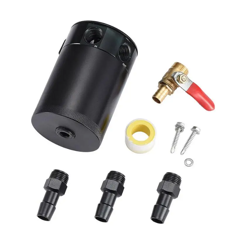 Universal  Three Holes  Black  Blue  Red Color  Baffled Oil Catch Can Oil Separator Catch Can Aluminum air oil separator