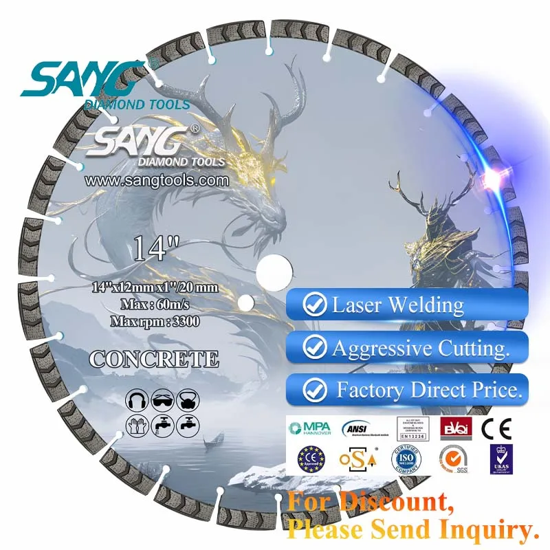 14inch 350mm Laser Welded ARIX Technology Turbo Arrayed Segmented Diamond Cutting Blade For Concrete