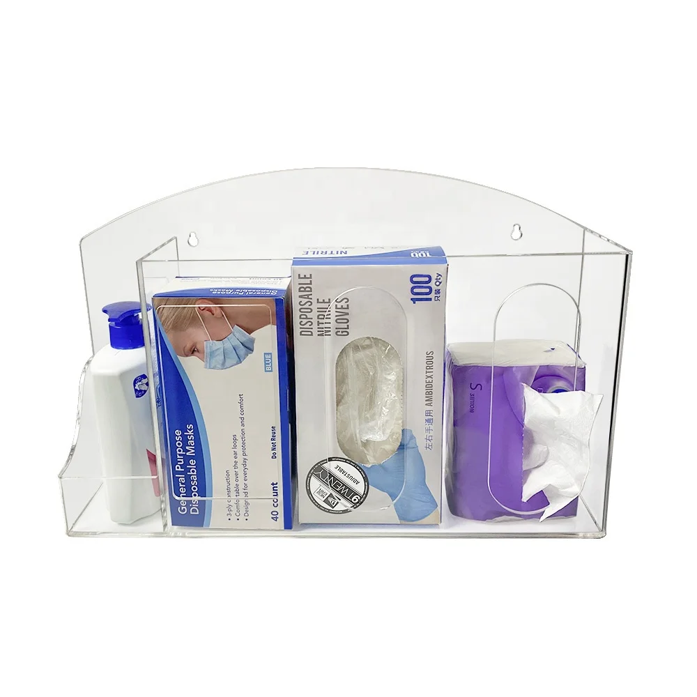 Custom Design Transparent Acrylic Wall Mount Medical Gloves Dispenser Holder Rack Disposable Gloves Dispenser