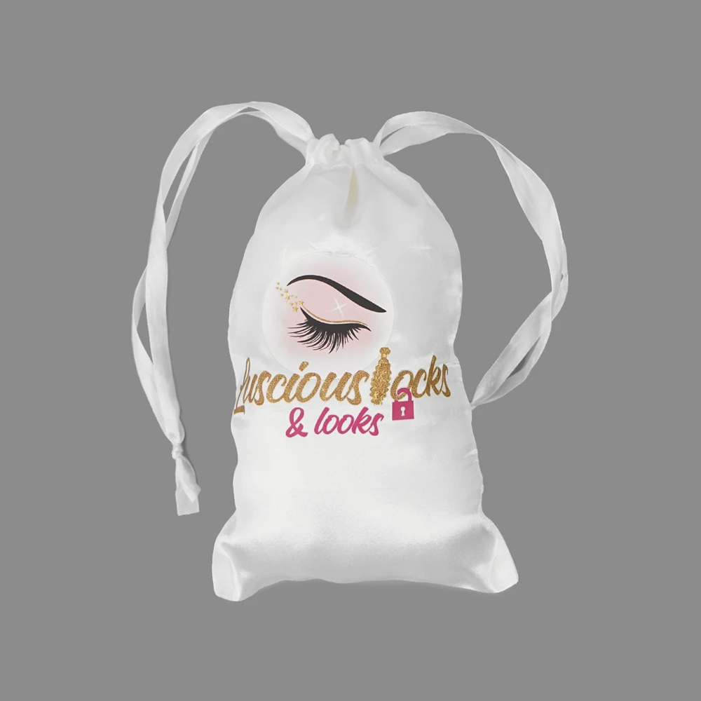 Маленькие шелковые Сумки на шнурке с индивидуальным принтом, Золотая атласная большая сумка для косметики