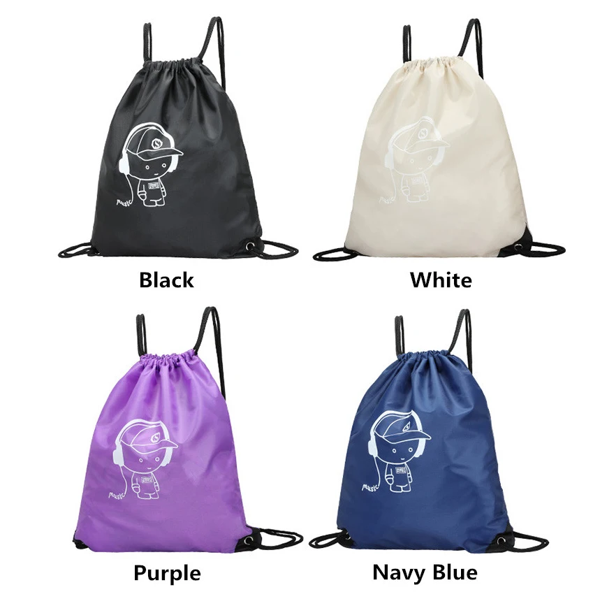 Cheap Custom Made RPET Promotional Travel Polyester Backpacks Drawstring Bag With Customized Printing Pattern Luminous ink