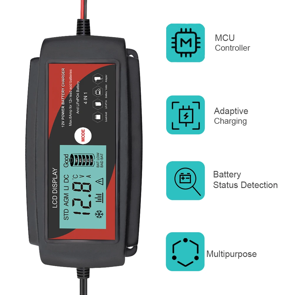 EVERPOWER 100W LCD Display 12V battery charger LiFePO4 Batteries Charger Lead Acid Battery Charger