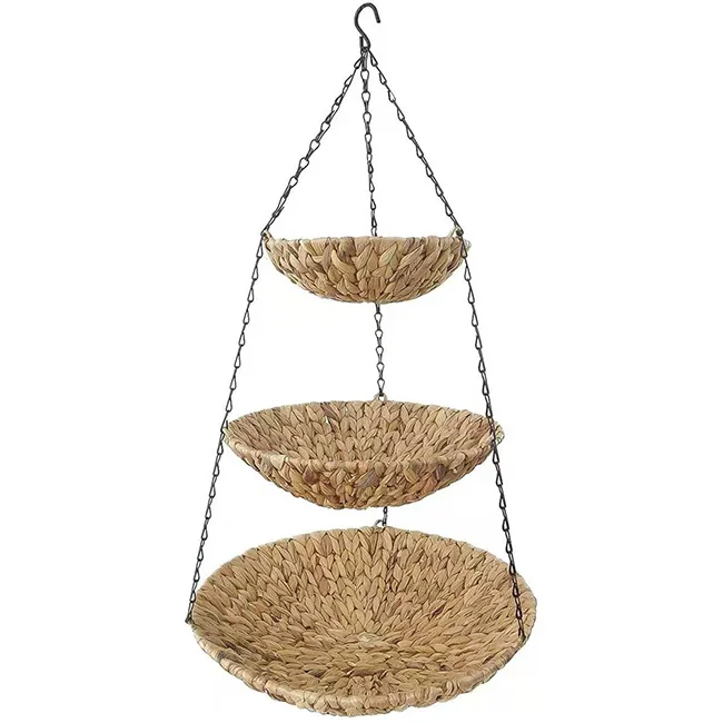 Поставка Renel Подгонянная 3 ярусная подвесная корзина для фруктов с Гиацинтом