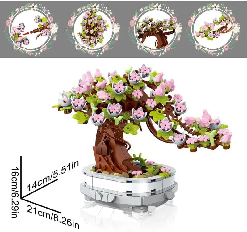 DIY 3D Puzzle Bricks Educational Model Flowers Bouquet Construction Tree Building Blocks Building Kit