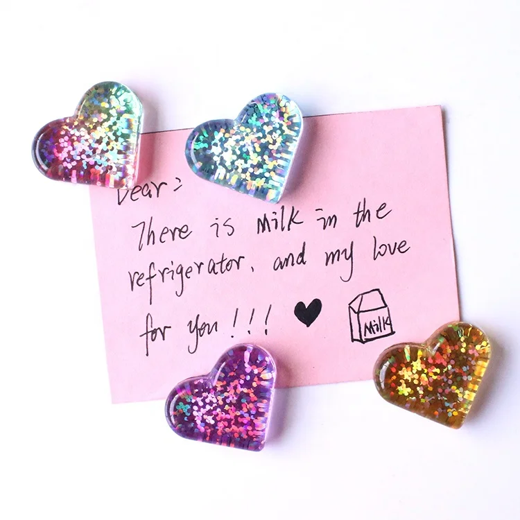 Online Sale Promotional Pretty Color Flash Pattern Sequins Soft Heart Magnetic Stickers