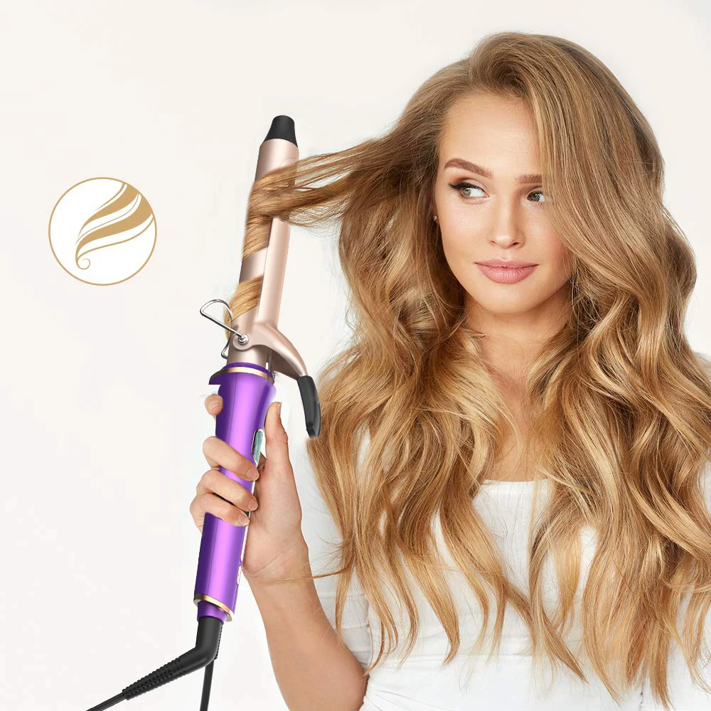 Professional 25mm Hair Curler Curling Iron Ceramic Tourmaline Coating Curling Wand with Anti Scald Rollers