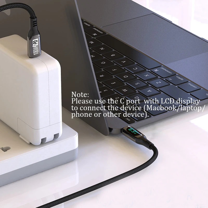  Блок питания 5A PD 100 Вт для ноутбука смартфона 20 в 5 А кабель быстрой зарядки с дисплеем отображение напряжения тока режиме реального
