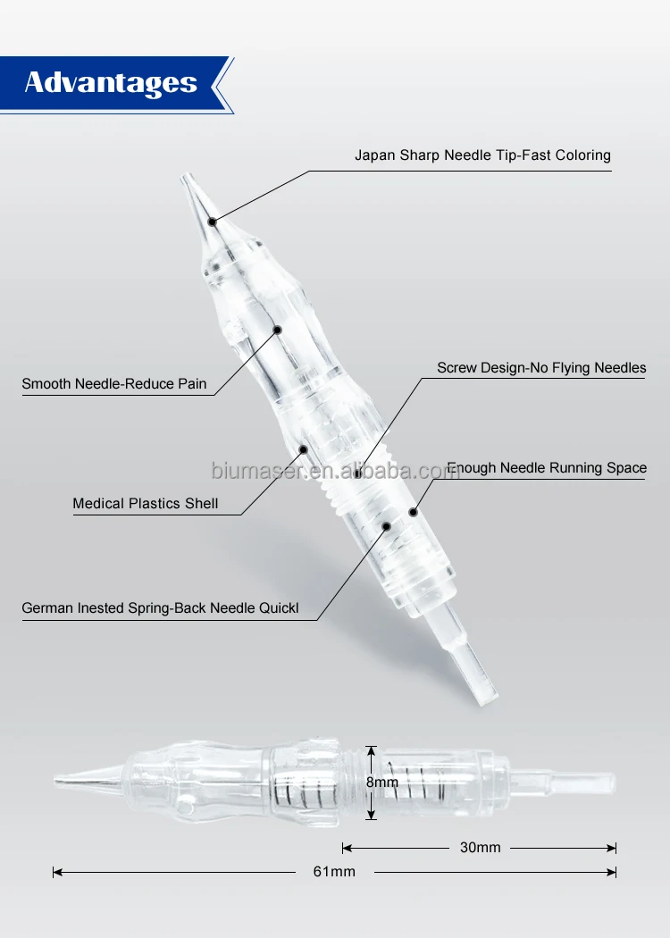 Biomaser Hot Sales Screw Needles Cartridges For Black Pearl P300 Cartridge Permanent Makeup Cartridge Needles Eyebrows