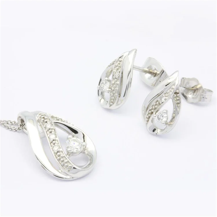 Wholesale Luxury Pear Earrings Engagement Gift 18K 14K 9K White Gold Diamond Fine Jewelry Jewelry Sets For Women